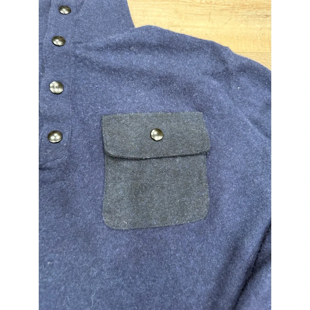 Banana‎ Republic Mens XL Navy Blue Italian Yarn Button Mock Neck Sweater 0802